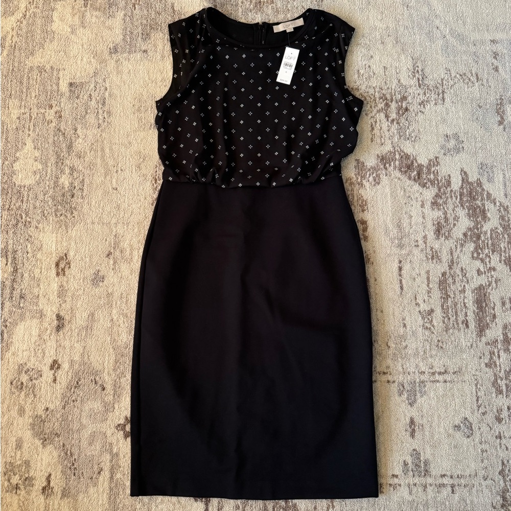 LOFT Black Sleeveless Sheath Knee Length Dress NWT
